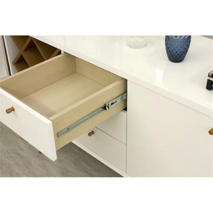 Manhattan Comfort Utopia Sideboard Buffet Stand, White Gloss and Maple Cream