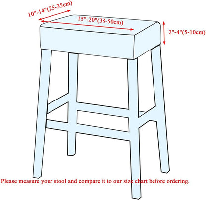 Lussenwert Set 2, 9 Stool Covers Rectangular of Stretch Printed Vanity Stool Covers Washable Saddle Bar Stool Slipcover