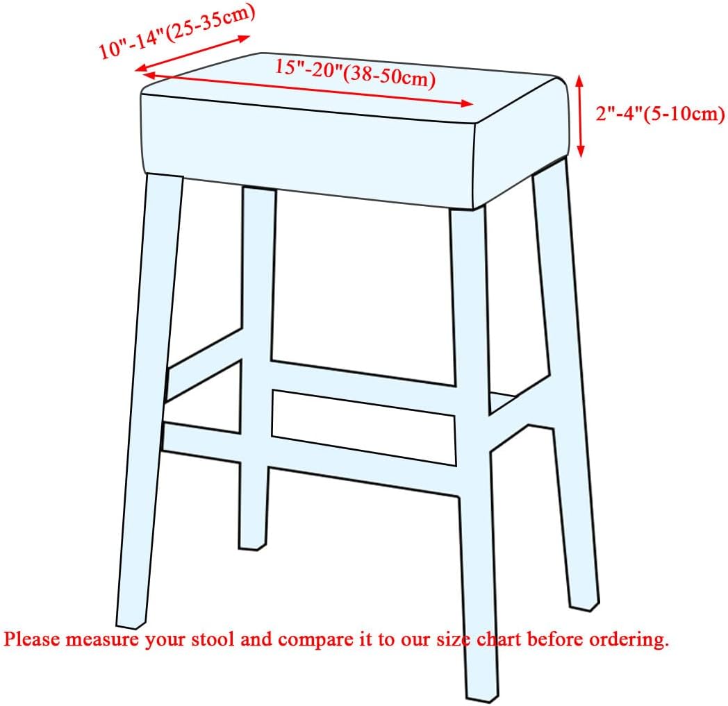 Lussenwert Set 4, 1 Stool Covers Rectangular of Stretch Printed Vanity Stool Covers Washable Saddle Bar Stool Slipcover