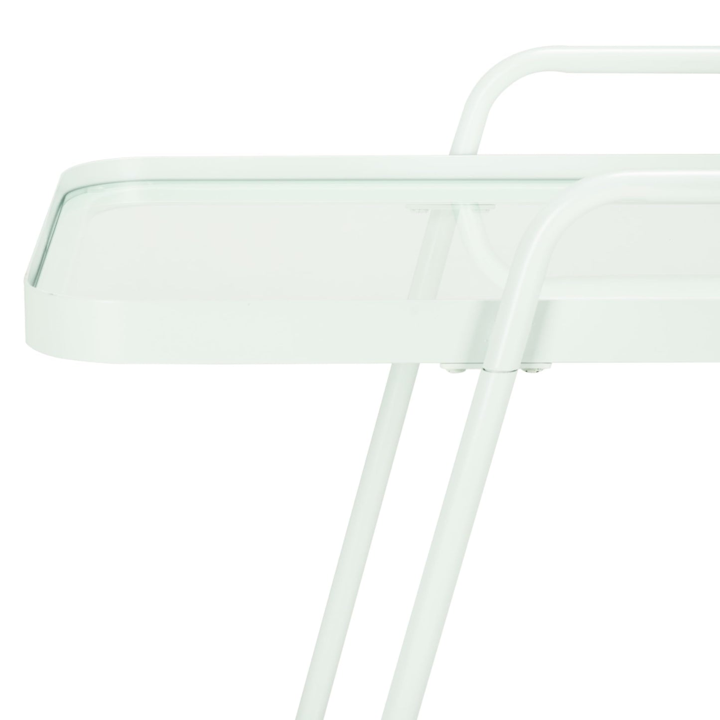 SAFAVIEH Home Collection Zunia Soft Mint & Clear Glass 2-Tier Kitchen Dining Bar Cart Trolly with Wheels