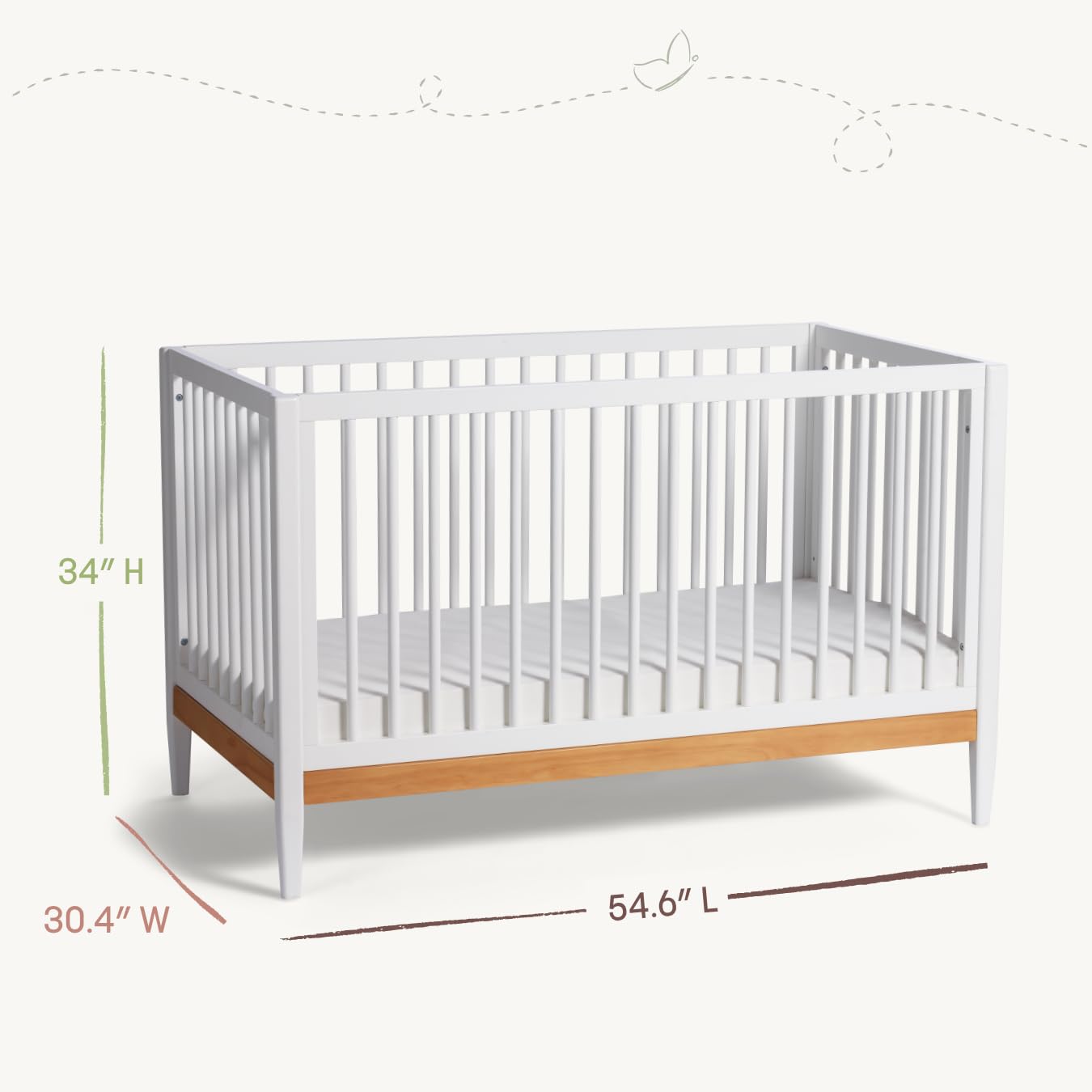 Little Seeds Clover 4-in-1 Convertible Crib, True White/Natural