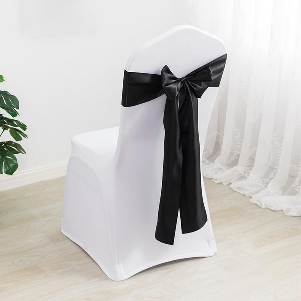 ADVcer 6 inch Black Satin Ribbon, 22 yard Long Solid Fabric Ribbon Roll for Halloween Wedding Birthday Party Decoration, Gift Wrapping, Handmade Bow Making, Chair Sash, Craft, Indoor Outdoor Embellish