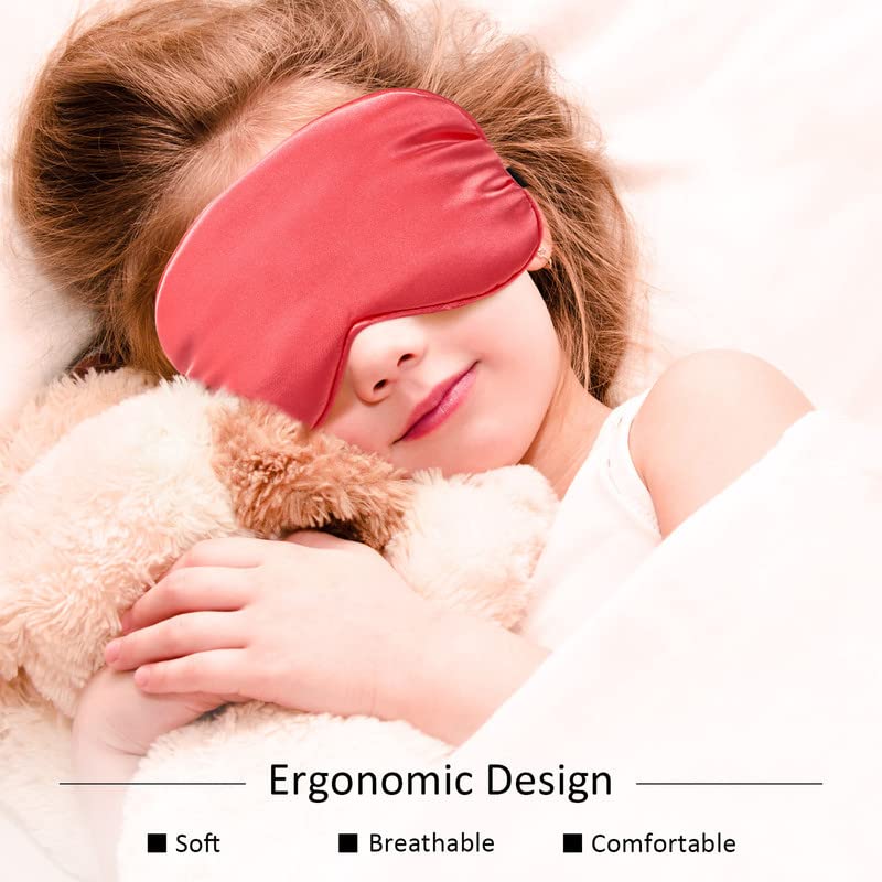 BBTO 4 Pcs Silk Sleep Eye Masks Smooth Soft Satin Eye Covers with Adjustable Strap Blindfold for Sleeping Blocking Out Lights Travel Relaxation (Royal Blue, Dark Green, Navy Blue, Black)