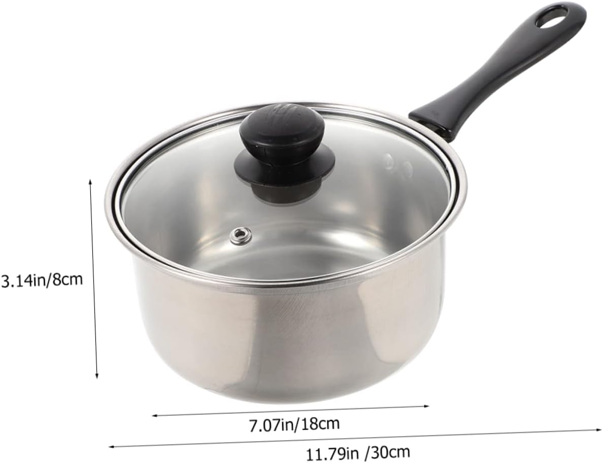 1 Set Stainless Steel Saucepan with Glass Strainer Lid, Induction Pot, Sauce Pot