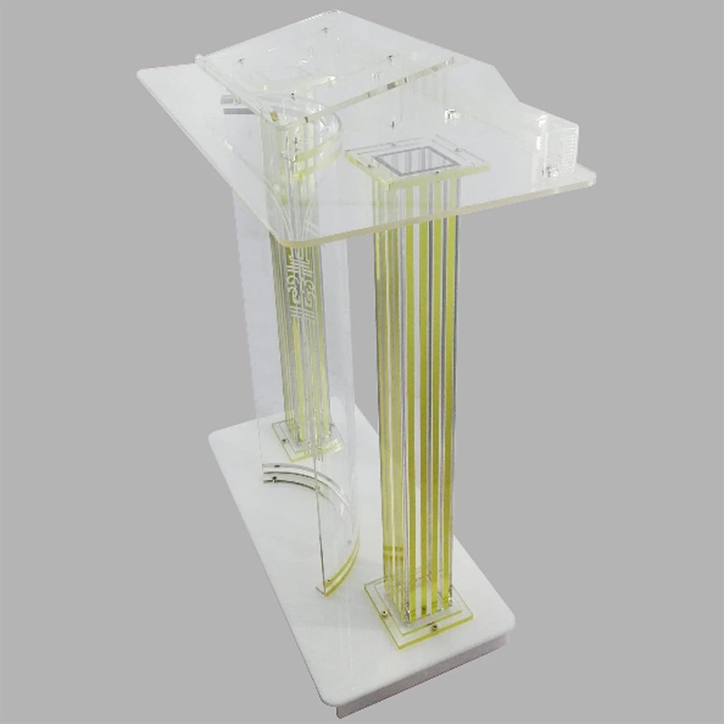 BTZHY Lectern Podium Stand, Acrylic Rolling Luxury Vertical Podium Stage Host with Casters Rolling Podium for Church, Wedding, School