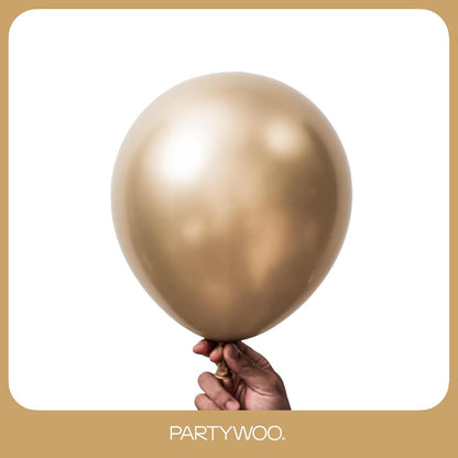 PartyWoo Metallic Gold Balloons - 120-Piece Chrome Balloon Arch Kit for Birthday & Wedding Decor | 5-18 Inch Sizes