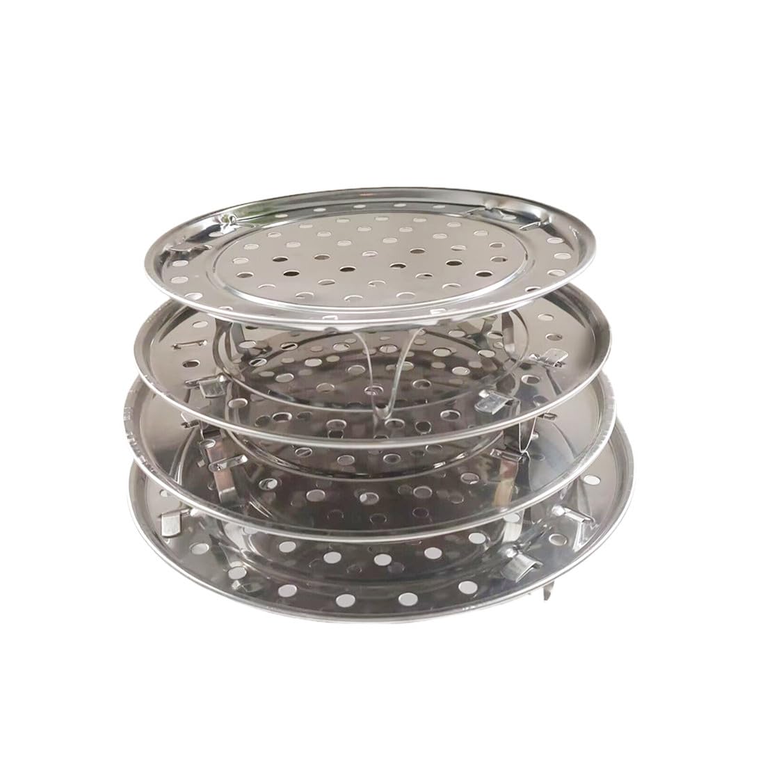 Round Stainless Steel Steamer Rack, Thicken 7.7" 8.5" 9.3" 10" Inch Diameter Canner Steaming Rack Stand Cooking Ware Food Vegetable Steam Tray for Pressure Cooker Pot (4 Pack)