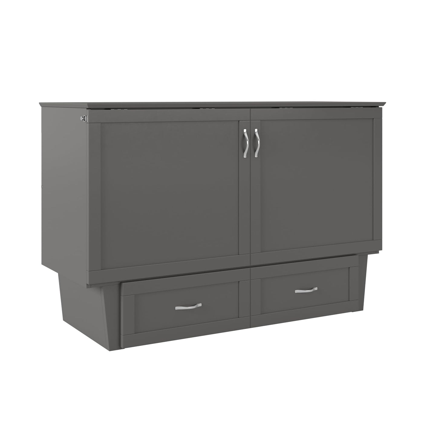 AFI, Monroe Queen Murphy Bed Chest with 6" Mattress, Storage Drawer & Built-in USB Charger, Grey