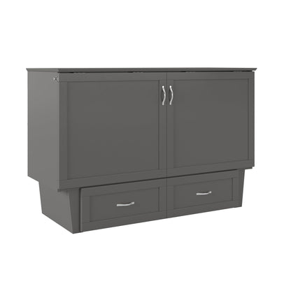 AFI, Monroe Queen Murphy Bed Chest with 6" Mattress, Storage Drawer & Built-in USB Charger, Grey