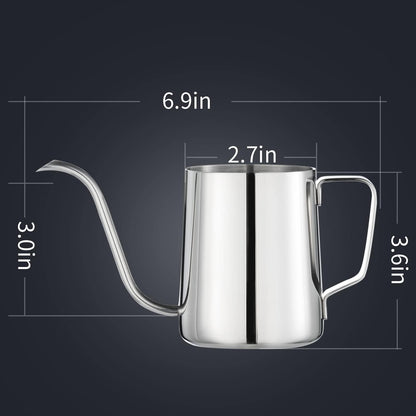 PARACITY Pour Over Kettle, Gooseneck Spout Coffee Tea Pot,12OZ Hanging Ear Hand Blunt Long Narrow Drip Cup Gooseneck Kettle, Camping Coffee Pot for Travel Outdoor(Stainless Steel)