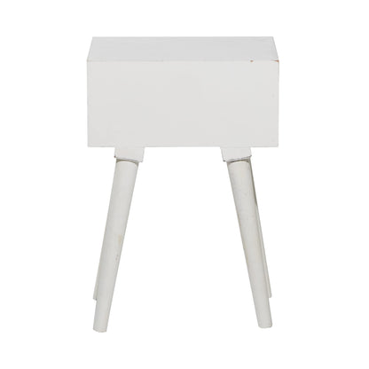 Deco 79 Mango Wood Scroll Side End Accent Table Intricately Carved Single Drawer End Table, Side Table 16" x 13" x 24", White