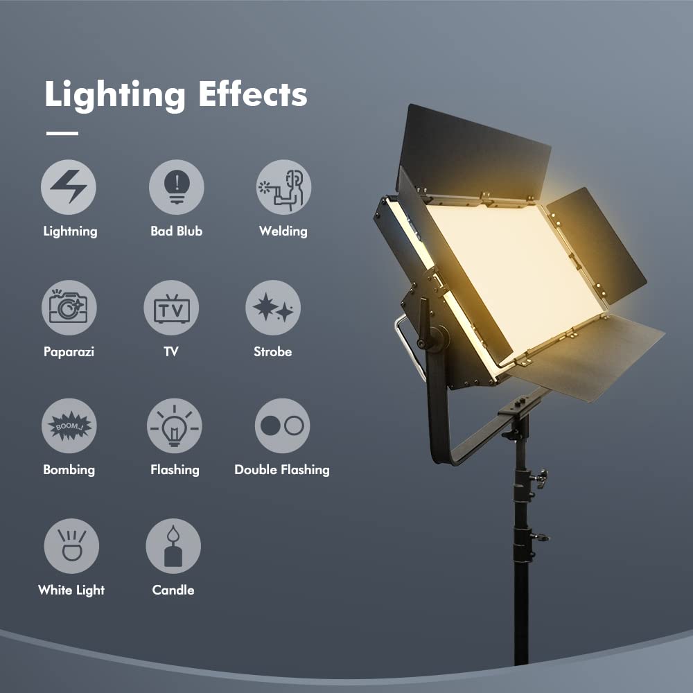 Yidoblo GL-3000C 300W RGB LED Video Light with APP & remoter Control, 1% Precise Min Dimming/360° RGB/CRI 97+/TLCI 98+/2800K-9900K/14 Effects Light Scenes for Studio Lighting Photography Videography