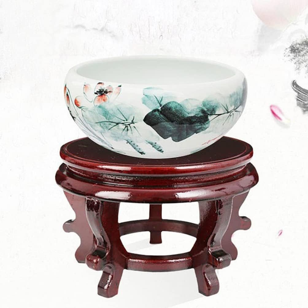 YARNOW Wooden Plant Stand, Rustic Flower Pot Base Holder Stool, Oriental Style Plant Saucer for Vase Display