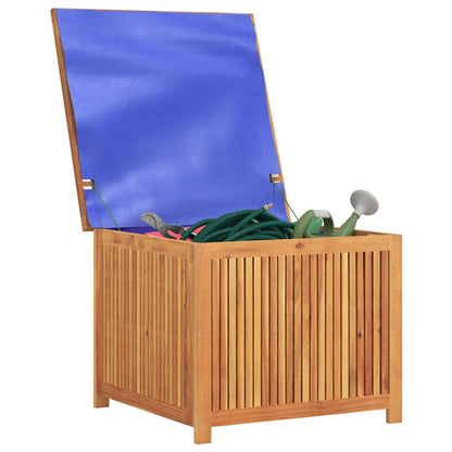 GKHPYURE Solid Acacia Wood Patio Storage Box with Water-Proof Bag, 29.5x29.5x22.8 Inch Outdoor Storage Box for Cushions, Pillows, and Garden Tools