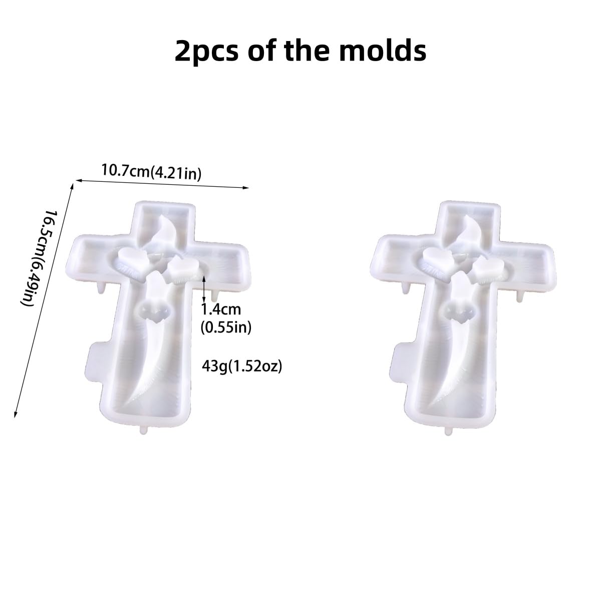 2pcs Heart Resin molds Silicone, Cross molds for Resin Wall Art, Bedroom Living Room Wall Hanging, Tabletop Decoration, Resin molds Silicone Clearance