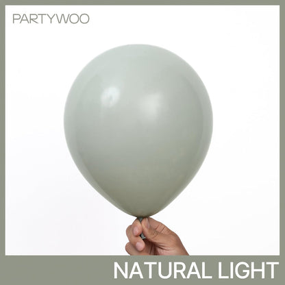 PartyWoo Dusty Green Balloons - 50pcs 12 Inch Sage Olive Eucalyptus Latex for Baby Shower & Wedding Decor