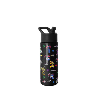 Simple Modern Kids Summit Water Bottle with Straw Lid | Transformers 18oz Stainless Steel Cup Insulated Tumbler for Boys, School | Transformer Block Nation