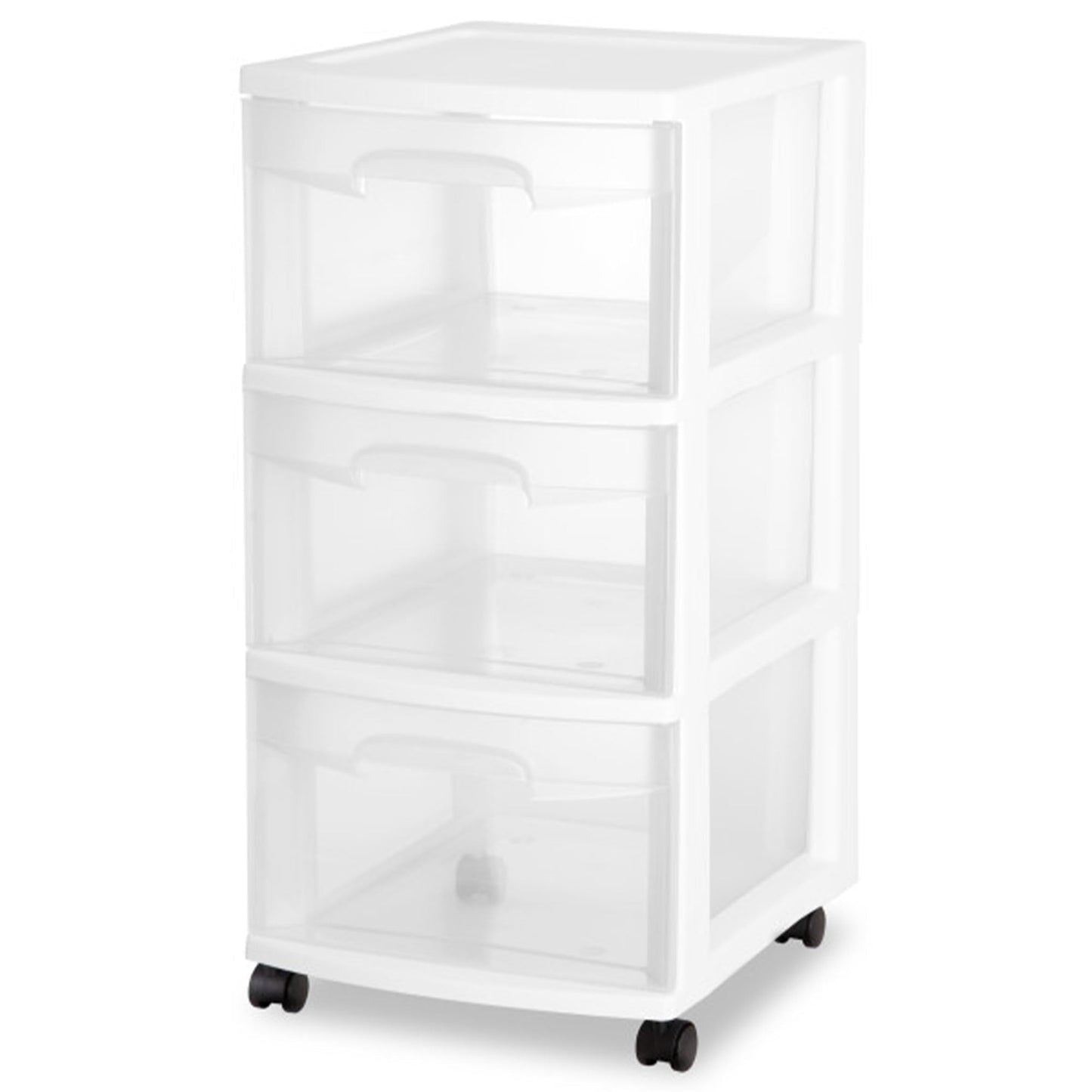 Sterilite 8 Pack Plastic Storage Organizer, 3 Drawer Rolling Bin Cart, Closet Organization, White