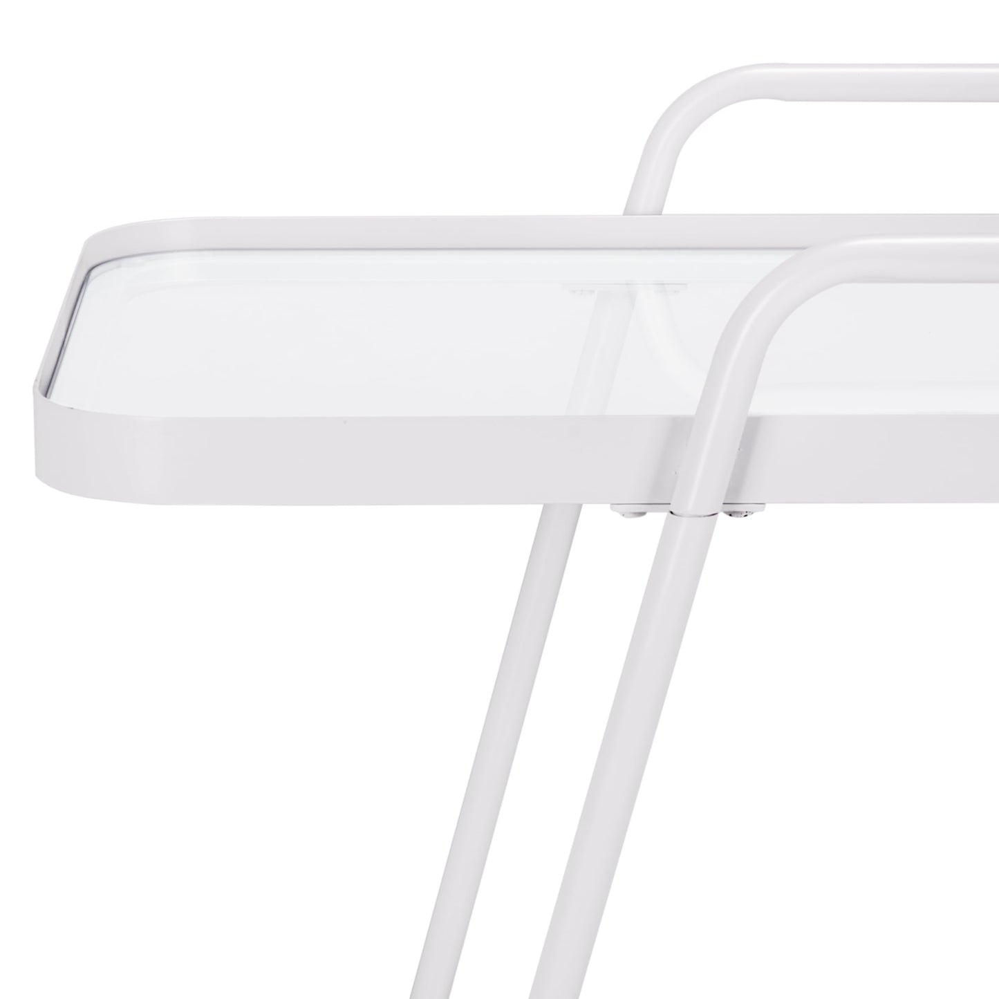 SAFAVIEH Home Collection – Zunia White & Glass 2-Tier Bar Cart, Modern Metal Serving Cart, Sleek Contemporary Design (BCT2504E)