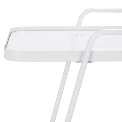 SAFAVIEH Home Collection – Zunia White & Glass 2-Tier Bar Cart, Modern Metal Serving Cart, Sleek Contemporary Design (BCT2504E)