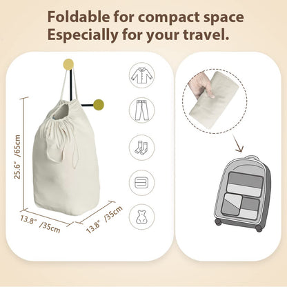 MCleanPin Washable Laundry Bags with Handles,140L Dirty Clothes Storage for College Dorm & Travel,2 Pack (Beige)