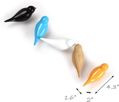 DesignSter Premium Resin Bird Coat Hooks - Set of 5 Decorative Wall Mounted Hangers for Home, Living Room, Bedroom, Shop