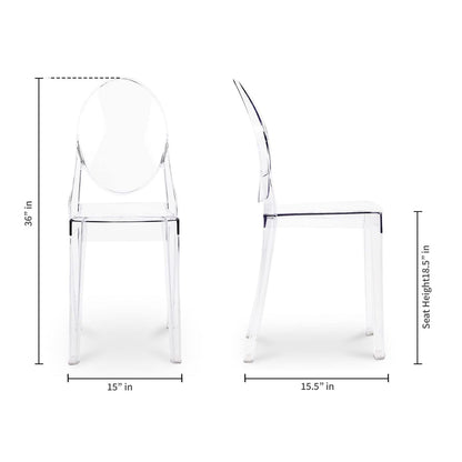 Aron Living 18.5" Mid-Century Plastic Crystal Dining Chairs in Clear (Set of 2)