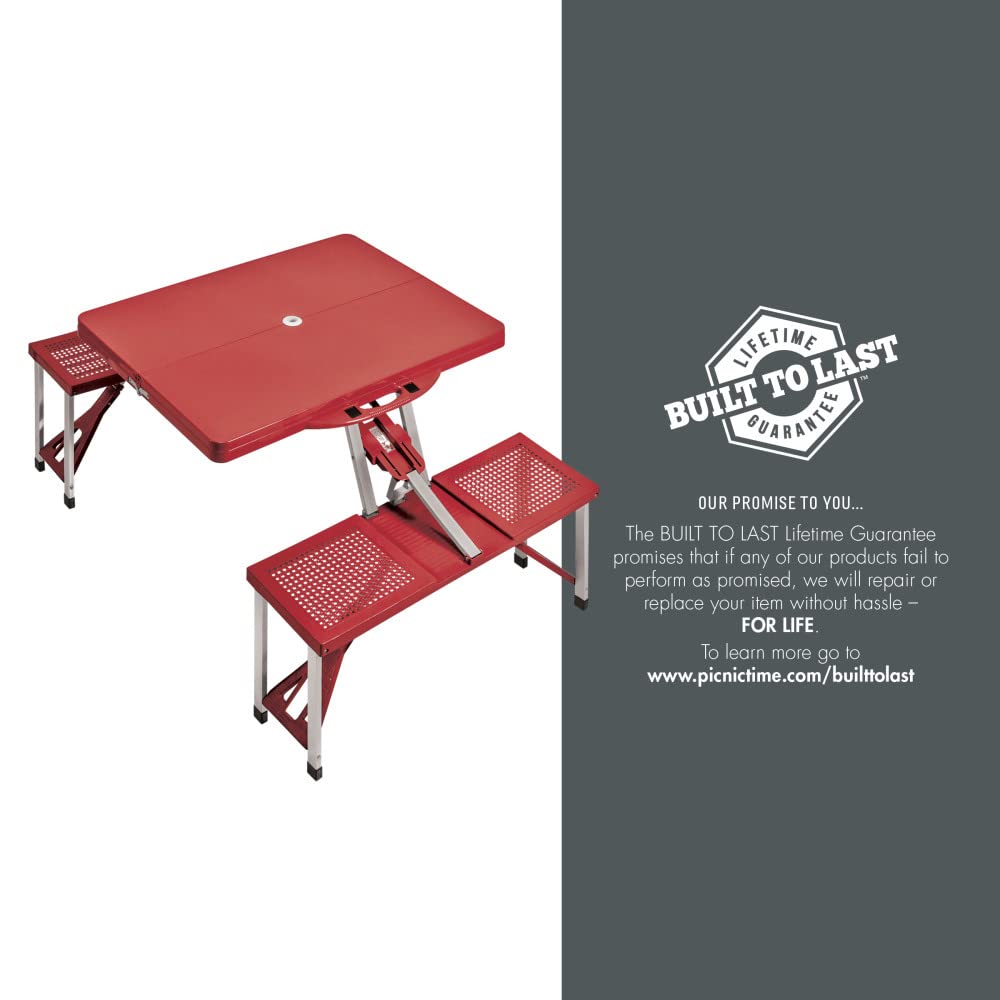 PICNIC TIME NCAA Iowa State Cyclones Folding Picnic Table - Camping Table - Outdoor Table with Umbrella Hole, (Red)