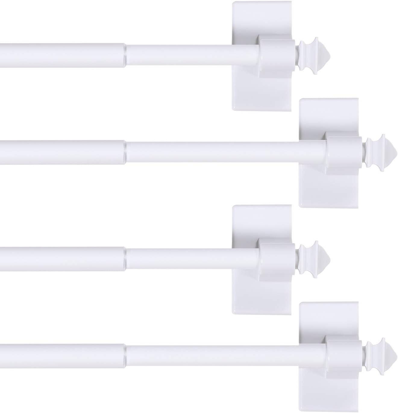 H.VERSAILTEX 4 PACK Magnetic Curtain Rods for Metal Doors, Multi-Use for Small Windows, Tool Free with Square Finials