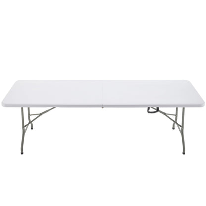 BTEXPERT Set of 5, 8-Foot - 96" Long White Plastic Folding Table Portable 30" Wide, 29" High, Indoor Outdoor Events Banquet Dining Party Patio