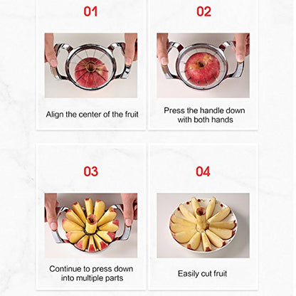 Stainless Steel Apple Slicer and Corer - FEITA 12 Blades Food Grade 304 Extra Large Heavy Duty Apple Cutter Divider up to 4 Inch Apples