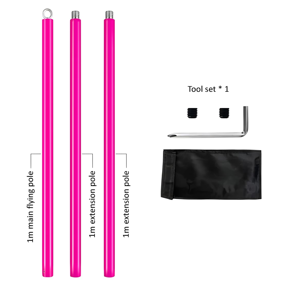 Dreamlin 3m Aerial Flying Pole Portable Suspension Yoga Fitness Tube Hanging Rotary Silicone Steel Dancing Pole Gym Equipment for Home (Pink)