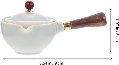 Cabilock 1 Pc Side Pot Ceramic Tea Maker, 360 Rotation Teapot for Flower Tea and Coffee Drinks