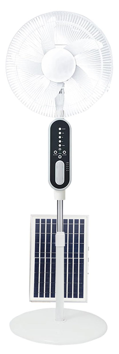 GBEOSMO 16 Inch Solar Oscillating Standing Fan,14400mAh Rechargeable Pedestal Floor Fan,Height-adjustable Suitable,Night Led Light, Solar Panel 2*LED Bulds, for Home Ofiice Bedroom, Study or Outdoor