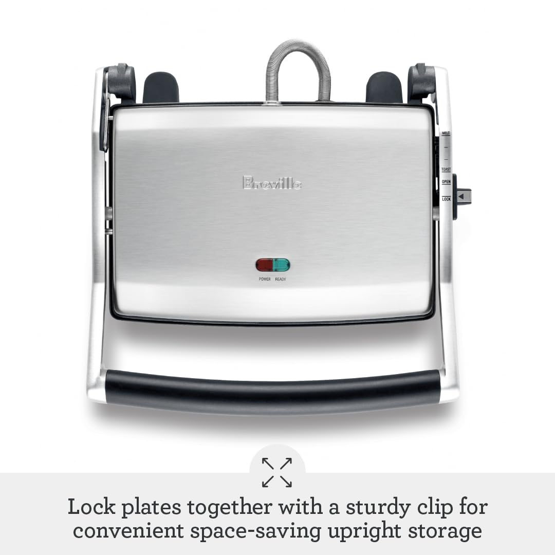 Breville BSG520XL Panini Duo Nonstick Sandwich Maker Press, 2 Slice, Brushed Stainless Steel