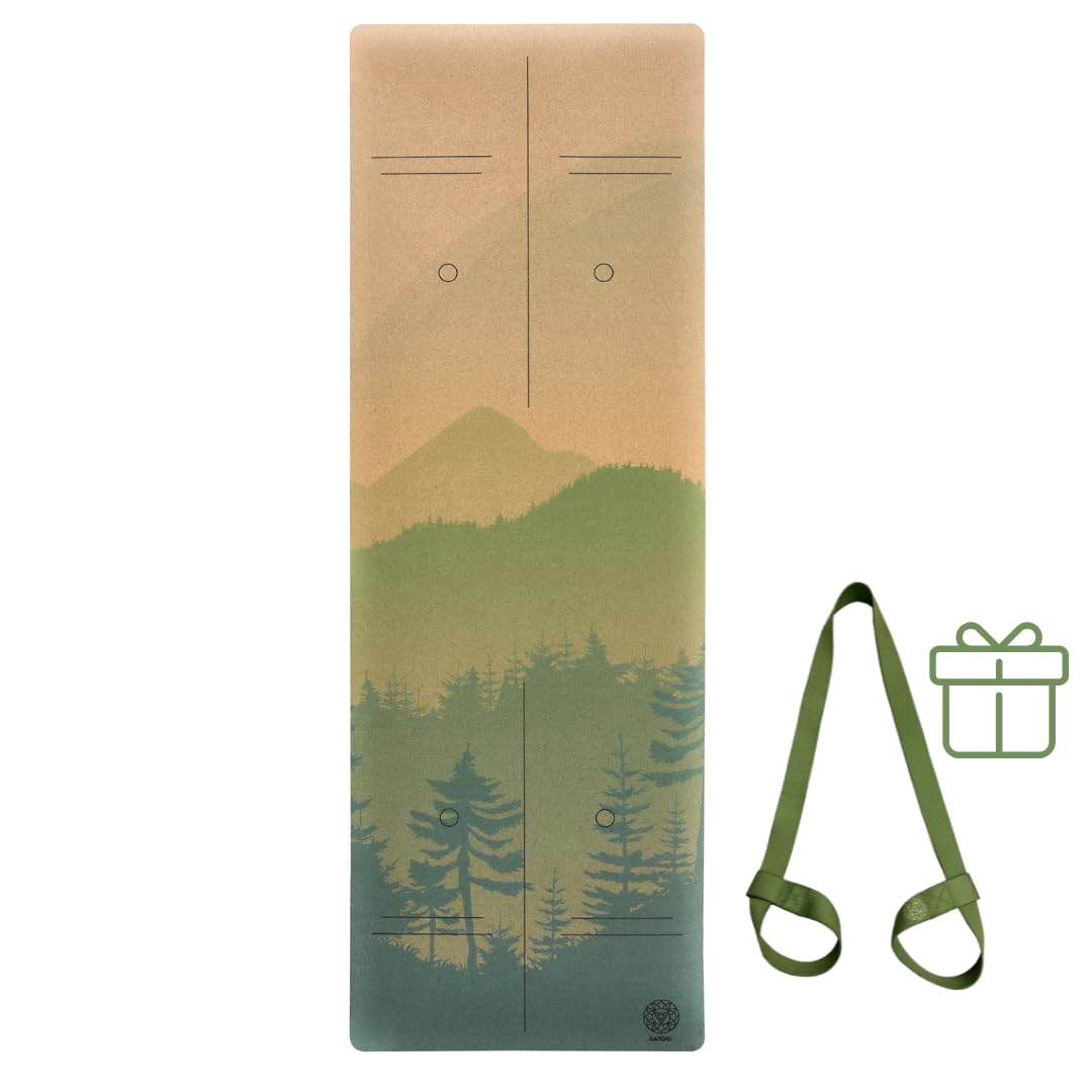 Cork Yoga Mat with Natural Rubber Base, Extra Size, Thickness and Support, Excellent Cushion & Grip, Non-Slip, Non-Toxic, Sweat-Resistant, Sustainable, Eco-friendly Exercise Mat