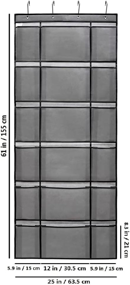 6 12 Over The Door Hanging Shoe Rack Organizer with Extra Large and Large Fabric Pockets Shoe Holder for Home Storage