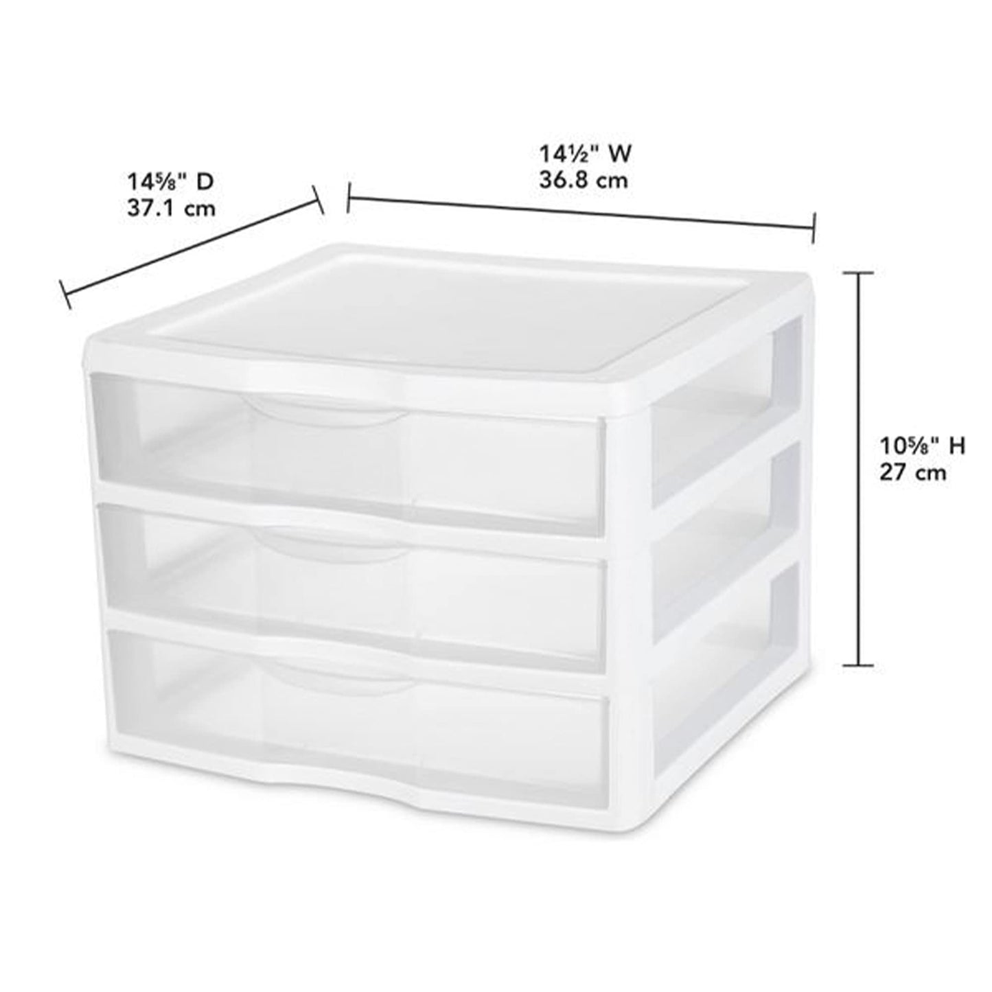 Sterilite 12-Pack Wide 3 Drawer Unit, Plastic Desktop Organizer with Clear Drawers, White Frame - Stackable Multi-Purpose Storage for Office Supplies, Craft Rooms, Classrooms and Home Organization