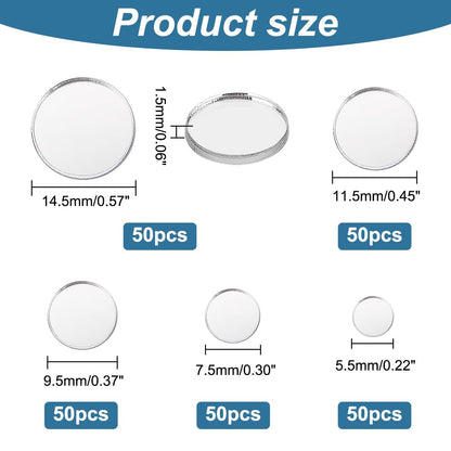 PH PandaHall 250pcs 5 Size Mirror Tiles Mini Acrylic Round Mirror Circle Craft Tiles for Home Decoration Jewelry Making DIY Projects Supplies 5.5/7.5/9.5/11.5/14.5mm