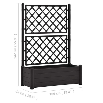 Garden Planter with Trellis - Large Elevated Plant Box for Outdoor Plants, 39.4"x16.9"x55.9" PP Anthracite – Perfect Gardening in Rectangle Boxes