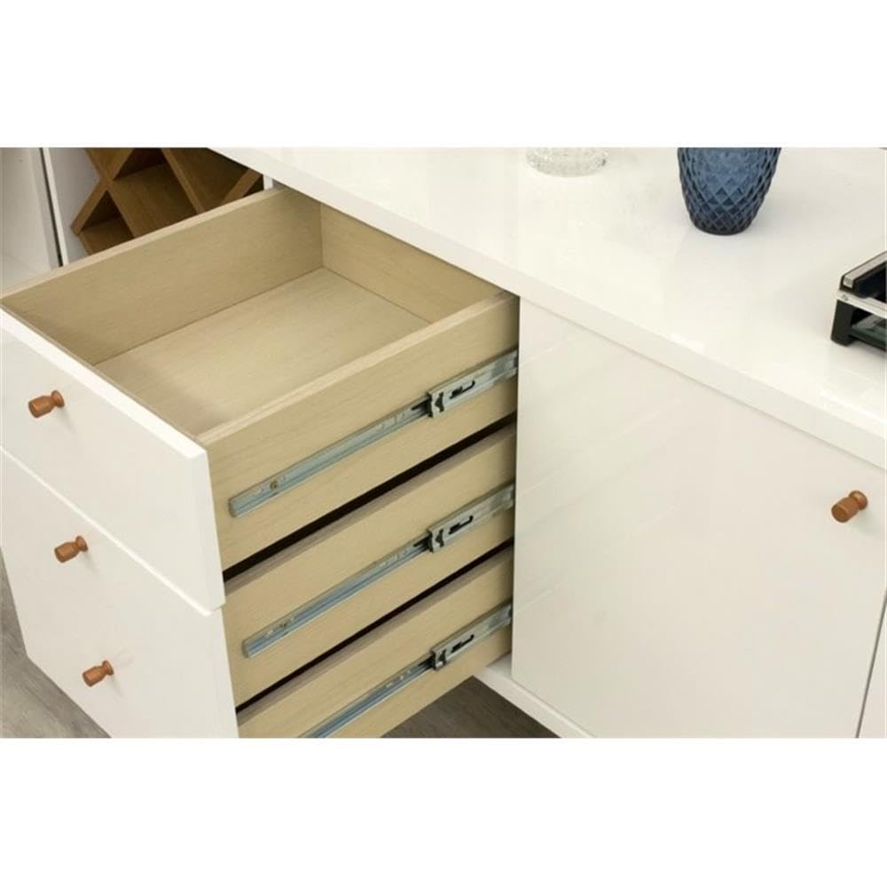 Manhattan Comfort Utopia Sideboard Buffet Stand, White Gloss and Maple Cream