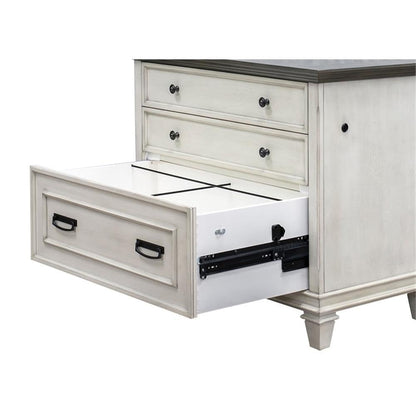 BOWERY HILL Wood Lateral File with Locking Legal/Letter File Drawer in White, Solid Wood, Sturdy Construction, Office Storage, Secure Document Organization, Durable Home or Work Use