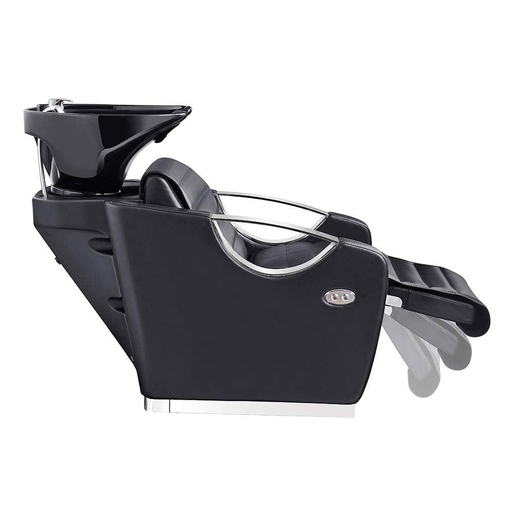 Dir Salon Shampoo Backwash Unit, Hair Salon Shampoo Station with Tilting Sink Victoria, Black