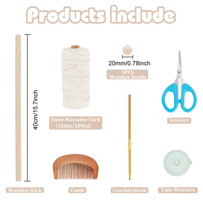 FREEBLOSS DIY Macrame Kit for Adults Beginners Bohemian Macrame Wall Hanging Ornament Creative Boho Macrame Wall Art Macrame Tapestry Gift for Mom Girls