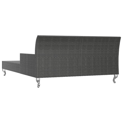 HGKMBRY 2 Person Sun Lounger with Cushions, Garden Sun Bed for Two in Black Rattan with Cream White Cushions for Patio and Outdoor Relaxation