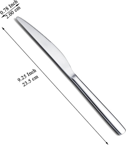 Dinner Knives Set of 12 Pieces, Stainless Steel Butter and Table Knives, Flatware Silverware Set, Dishwasher Safe