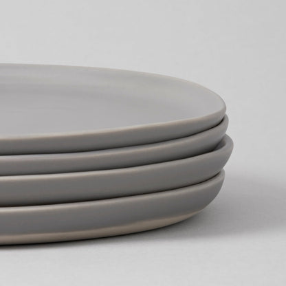 Fable Dinnerware Set - Includes 4 Each of The Dinner + Salad Plates, and The Breakfast Bowls - Dishwasher Safe, Durable Stoneware Ceramic Plates and Bowls - Dove Gray