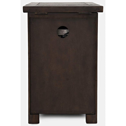 Jofran Madison County Reclaimed Pine Station USB Charging End Table Nightstand, Barnwood Brown