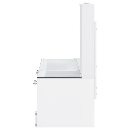 Coaster Home Furnishings Flora 2-Drawer Vanity Set with Led Mirror White High Gloss