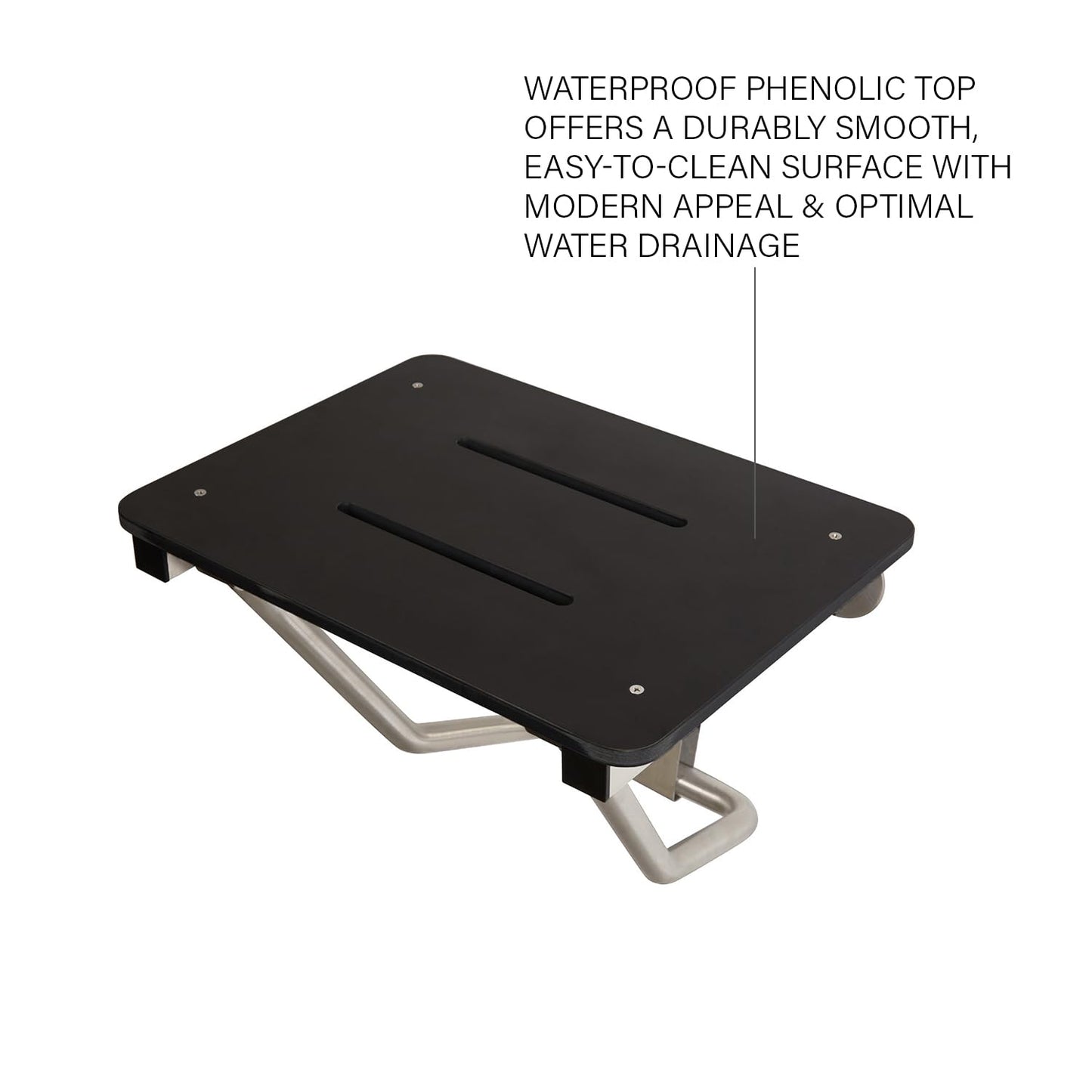 32" x 15" Black Folding Wall Mount Shower Seat Bench, ADA Compliant